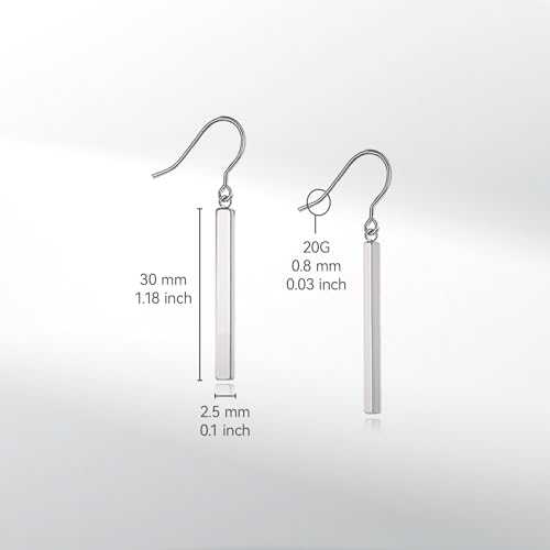 Limerencia Pure Titanium Vertical Bar Dangle Earrings,Lightweight Drop Earrings Hypoallergenic for Sensitive Ears Women3