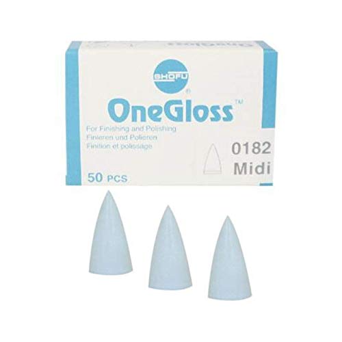 Onegloss Snap-on One Step Finisher and Polisher Silicone Cups for Composite Restorations Midi Flame Refill of 50 Points