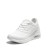 DREAM PAIRS Women Platform Wedge Walking Chunky Shoes High Heel Air Cushion Casual Fashion Sneaker.Size 11,White,SDFN2409W