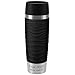 Emsa Thermobecher Travel Mug Waves Grande Schwarz 500 ml mit Rund-Gravur gelasert Edelstahl Soft-Touch-Manschette mit Quick Express Verschluss