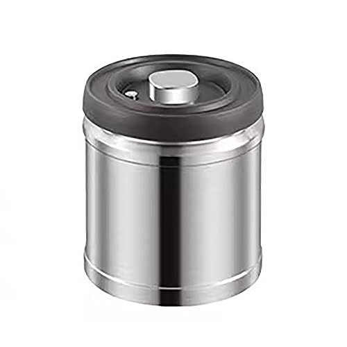 SULYPO Bote para café de 1 kg de granos de café (recipiente hermético para granos de café con pala, bote de aroma de acero inoxidable, recipiente para almacenamiento), plateado (1600 ml) Cover