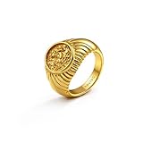 Arvino - Anillo de oro para hombre, con sello vintage grabado para hombre, anillo de oro para hombre, anillo de sello clásico para él, joyería de estilo retro, regalo para marido y novio, Metal