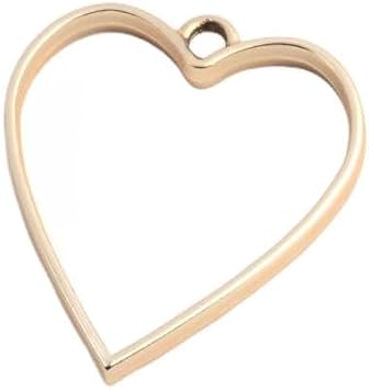 Beadthoven 10pcs Alloy Heart Open Back Bezel Pendant Matte Gold Hollow Resin Mold Pressed Flower Frame Charms Pendants for UV Resin Jewelry Making DIY Crafts Supplies