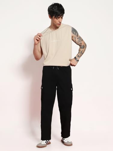 Image of Urbano Fashion Men's Loose Baggy Fit Cargo Jogger Chino Pant with 6 Pockets Stretchable