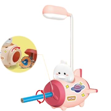 NEO NX Cute Bunny Rocket LED Desk Lamp, Pink and White, Decorative Space Theme Design-image-42