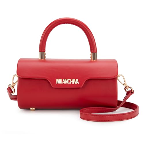 Image of Milan Chiva Top Handle Bag for Women Mini Barrel Crossbody Handbag with Adjustable Strap Elegant Small Purses | Small