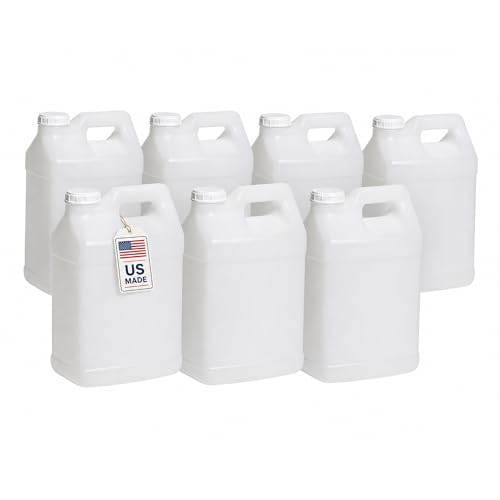 FastRack 2.5 Gallon Water Jug (Pack of 7) w/ 1 Black Rubber Cap Gripper | Reusable Plastic Jug with lid for Liquids | Heavy-Duty Water Container for Storage, Camping | BPA-Free Gallon Jugs with Lids