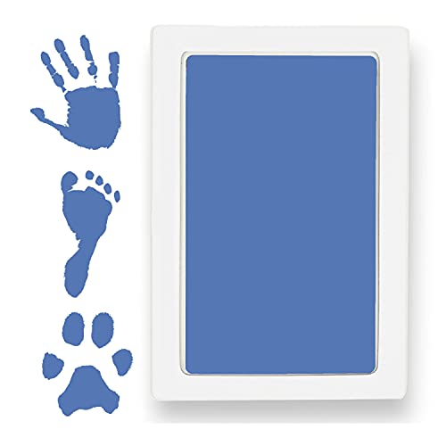 Image of Large Clean Touch Ink Pad for Baby Handprints and Footprints – Inkless Infant Hand & Foot Stamp – Safe for Babies, Doesn’t Touch Skin – Perfect Family Memory or Gift, Blue Print Kit by Tiny Gifts