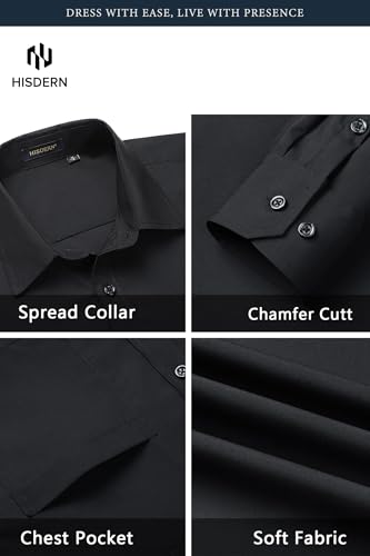 Image of HISDERN Mens Dress Shirt with Tie Pocket Square Set Classic Button Down Shirt Matching Tie Long Sleeve Shirts