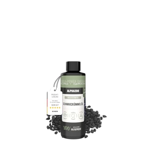 alphazoo Premium Schwarzkümmel-Öl für Hunde 100ml – Kaltgepresstes Natur-Futteröl mit Omega-6 & Omega-9, unterstützt Fell, Haut & Immunsystem