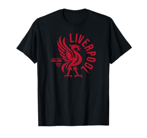 Liverpool England Est. 1207 Runder roter Used-Look T-Shirt