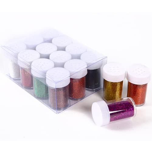 Glitter Shakers 12 Packs Arts & Crafts GlitterMulti-Coloured Sparkling Glitter Shaker Tubes for Scrapbook Nail Arts Face Body and Children’s Art Activities