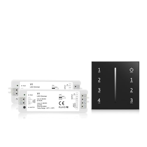 Contrôleur monocolore LED V1 avec panneau tactile 4 zones et commutateur DC 5V-36V