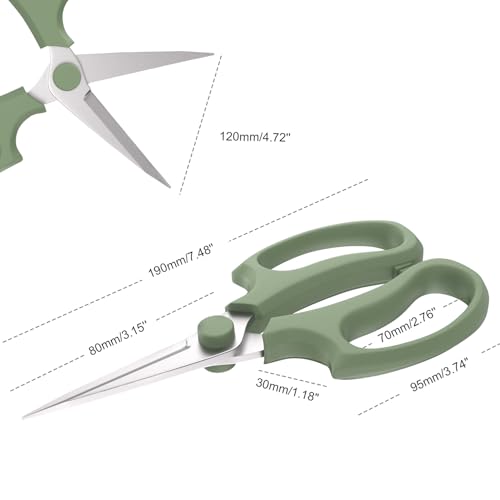 Image of Housolution Flower Scissors, Strong Floral Shears,3PCS Premium Steel Garden Pruning Shears Floral Fruits Leaf Scissors Hand Pruner Snip Trimming Tool for Gardening Flower Arrangement, Green