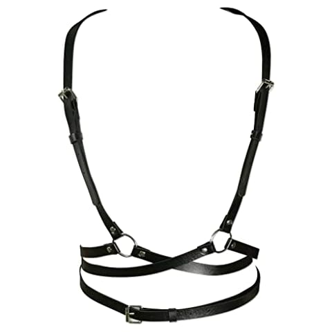 Drglynh Punk Leather Body Chain Women's Leather Belt Body Chest Chain Black Body Chain Waist Belt Adjustable for Women Girls Cosplay Sexy Ladies Body Belt Cover