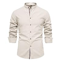 Chemise Homme Regular Fit À Manches Longues Avec Poche Casual Chemise Business Boutons Couleur Contrastée - Taille EU - Kaki Kaki - Prêt-à-Porter