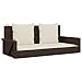 vidaXL Hängebank mit Kissen, Hängeschaukel mit Befestigungsringen, Schaukelbank für Außenbereich, Gartenschaukel, Modern, Braun Poly Rattan