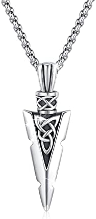 MEDWISE Celtic Cross Necklace 925 Sterling Silver Viking Cross Arrow Sword Necklace Celtic Knot Cross Pendant Celtic Viking Jewellery for Men Son Boys Boyfriend Teenager