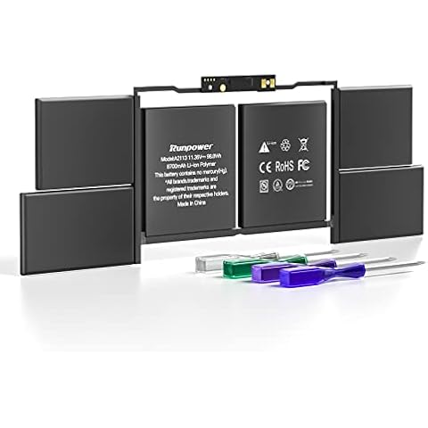 Runpower A2141 A2113 Battery, Replacement Laptop Battery is Compatible with MacBook Pro 16-inch A2141 Battery(2019 Version),fits MVVJ2XX/A MVVK2XX/A MVVL2XX/A MVVM2XX/A (11.36V 98.8WH 8700mAh) Cover