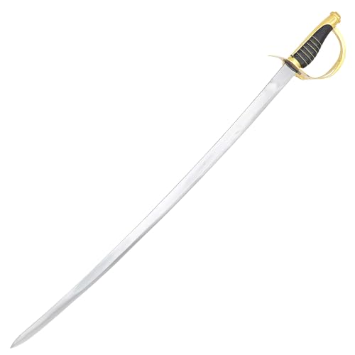 MedievalDepot 1860 Light Cavalry Saber - 35 Inch Carbon Steel Blade, Leather Grip, Brass Accents