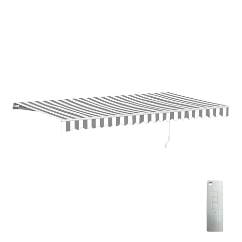 ALEKO Electric Patio Awning Caribbean White Frame 16x10 Gray/White