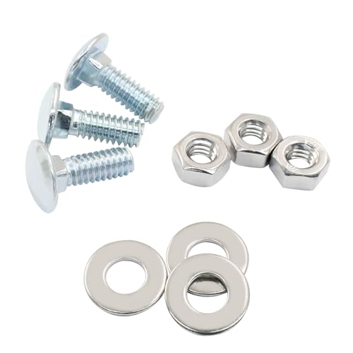 Image of 12 Sets 1 /4-20 x 3 /4 Inch Carriage Bolt Kit, Carbon Steel Carriage Bolts Galvanized Carriage Bolt Assortment, Round Head Carriage Screws with Hex Nuts and Flat Washers Full Thread Coverage