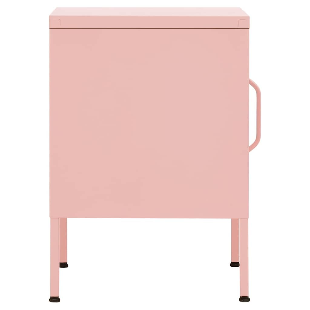 Comodino rosa in acciaio 35 x 35 x 51 cm con vano regolabile, serratura e livellatori per camera da letto, soggiorno, corridoio, cameretta dei bambini e camera degli ospiti