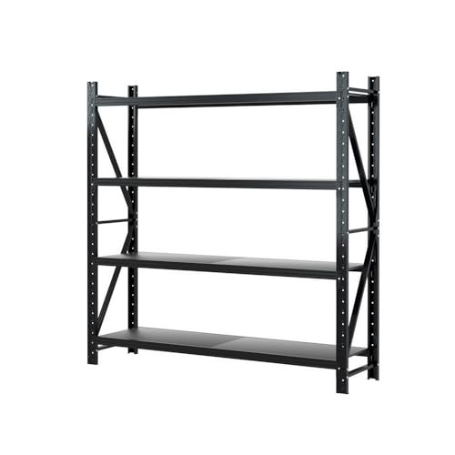 GIANTZ 2Mx2M Garage Shelving, Heavy Duty Steel Storage Shelves, Warehouse Rack Pallet Racking Shelving Unit with 200KG Capacity Per Tier, Black