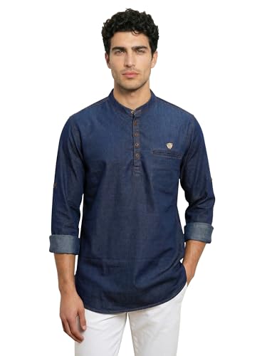 Kuons Avenue Men’s Denim Short Kurta | Tailored Fit | Lightweight...