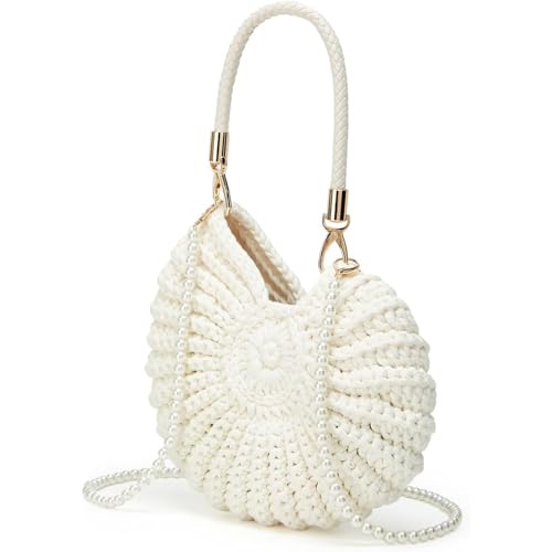 Image of Bohemia Crochet Handwoven Seashell Bag Women Summer Beach Bag Boho Evening Clutch Purses Shoulder Crossbody Bags