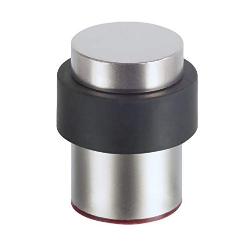 Tope de puerta de metal satinado adhesivo 28/35 mm x 43 mm | se puede quitar sin dejar residuos | sin tornillos ni agujeros | 3566723 Cover