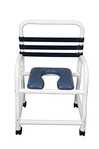 Deluxe New Era Patented Shower Commode Chair, 22" Internal Width, Open Front Removable Soft Seat,NO Commode Pail, 3" Twin All Locking Casters, 385 lbs wt Capacity