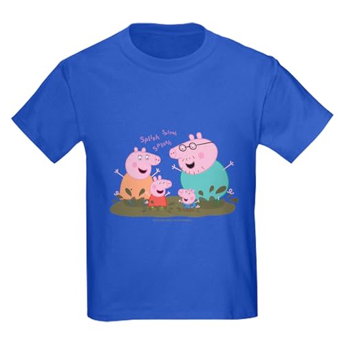 Cafepress 10706209840E2A4 Peppa Pig Family Splash T Shirt Kids Dark Graphic Cotton T-Shirt Royal cover