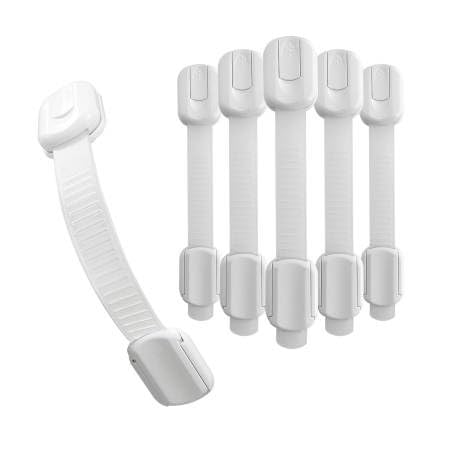 Cerraduras de seguridad prémium para niños, paquete de 6 cerraduras de seguridad ajustables para bebés, para cocina, armarios, cajones, nevera e