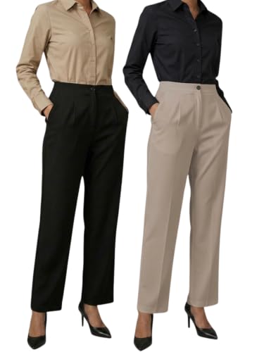 Image of Leriya Fashion Formal Pants for Women Office Wear |Trousers for Women - Straight Pants for Woman Formal Pant for Woman, Stretch Lycra Workwear Trousers