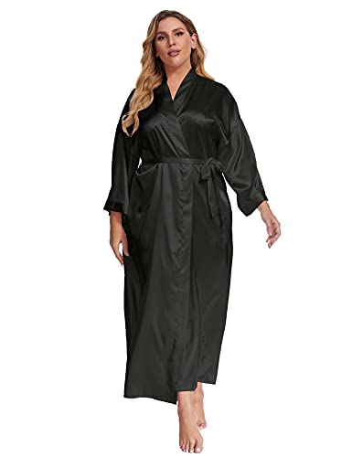 Women's Plus Size Long Satin Robes Plus Size Long Silk Robes Kimonos Sleepwear Dressing Gown3