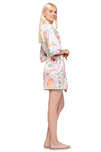Image of Turquaz Women's Silky Satin Kimono Robes for Bridesmaids, Bride, Short Loungewear, Lingerie Dressing Gown Silk Like VS Robe