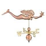 Good Directions Polished Copper Mermaid Weathervane – Decorative Rooftop Accent for Barns, Homes, Sheds, and Cupolas – Durable & Handcrafted