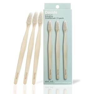 Davids Premium Bamboo Soft Bristle Toothbrush – 3 Pack | BPA Free, Eco-Friendly, Sustainable High Performance Bristles to Improve Oral Health Naturally | 100% Natural Bamboo Handle | Made in Germany
