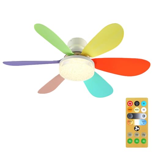 GETBSTOOP E26/E27 Ventiladores de techo con luces y control remoto, ventilador de techo con función de sincronización, 3 velocidades, 3 colores (3000 6500K) Luz de techo LED, lámpara de vent