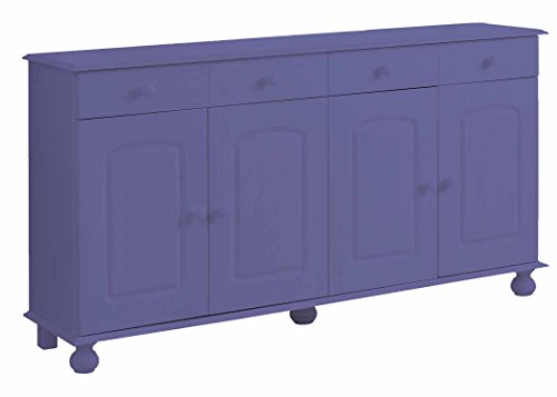 Image of APRODZ Solid Wood Sideboard Cabinet for Living Room | Wooden Storage Cabinet with 3 Drawers & 3 Doors | Kitchen Crockery Cabinet | Drawer Cabinet for Dining Room Bedroom | 161x35x79 cm,Siberian Iris
