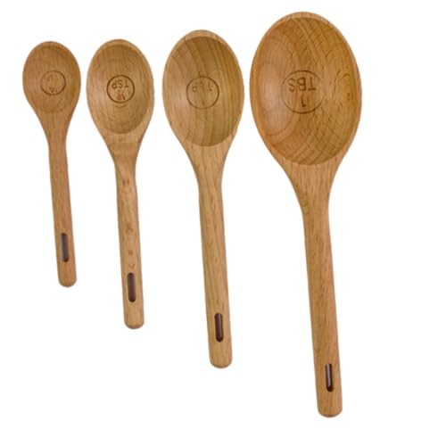 TOGEVAL 4個 ?点計量スプーン ダブルスケール表示付き 正確な容量測定 コーヒー豆 ミルクパウダー対応 取り外し可能で収納便利 調理 ベーキ