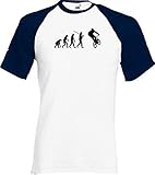 Shirtinstyle Raglan Camiseta Evolution BMX Freestyle Engaños Bicicleta Jump Diversos Colores, S-XXL - Blanco Azul, XL