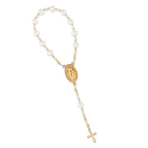 Precious Pieces 14K Gold-Plated White Baby Rosary Baptism Gift