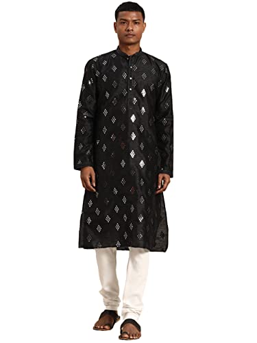 Image of Rajubhai Hargovindas Men's Jacquard Work Kurta Set