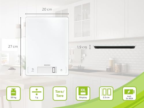 Foto von Soehnle Küchenwaage Page Profi 300, digitale Küchenwaage, Gewicht bis zu 20 kg, Haushaltswaage mit Tara und patentierter Hold-Funktion, elektronische Waage mit LCD-Anzeige, extragroße Wiegefläche