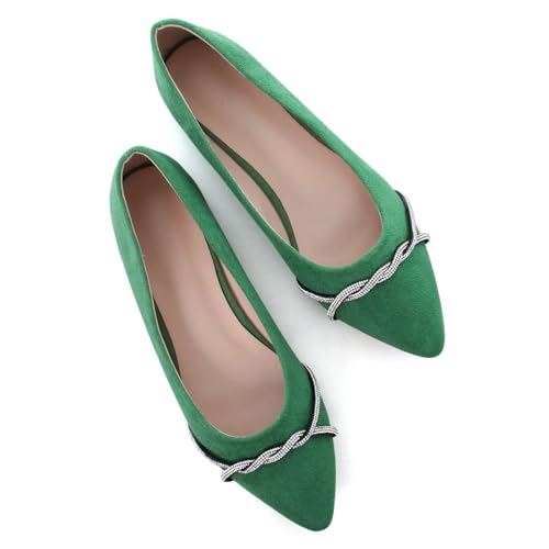 Image of TN TANGNEST Womens Casual Flats Chain Ballet Flats | Fashion Pointed Toe Rhinestone Flats, Comfort Slip On Dress Shoes for Business Work Office Wedding Party
