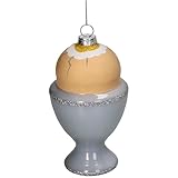 Produit : pendentif de sapin de Noël - Œuf de petit-déjeuner / Matériau : verre / Dimensions (H x l x L) : environ 11,2 x 5,8 x 5,8 cm / Contenu : 1 figurine de sapin de Noël / Couleur : bleu clair - orange