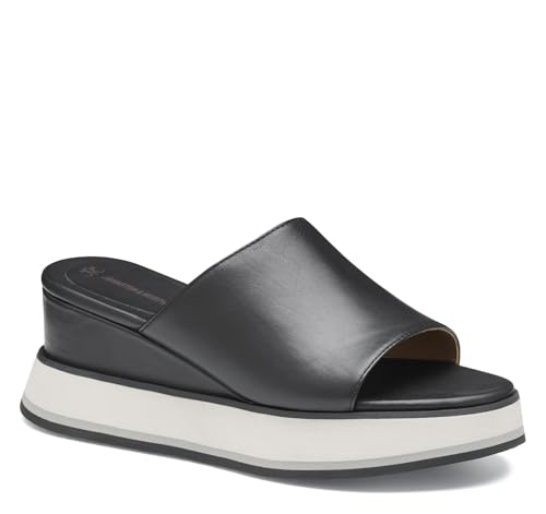 Johnston & Murphy Women’s Colleen Slides, Leather Platform Shoes for Women, Wedge Slide Sandals