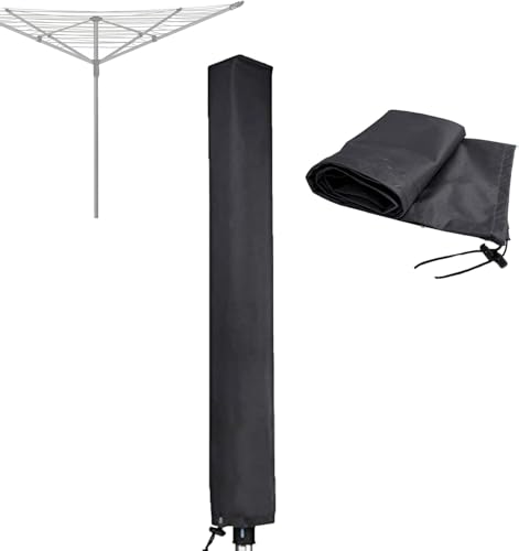 RICHIE Rotary Airer Cover Rotary Clothes Line Cover 600D Washing Lines Cover Waterproof with Zip 16x16x180cm Dryer Covers Dryer Protective Windproof Black
